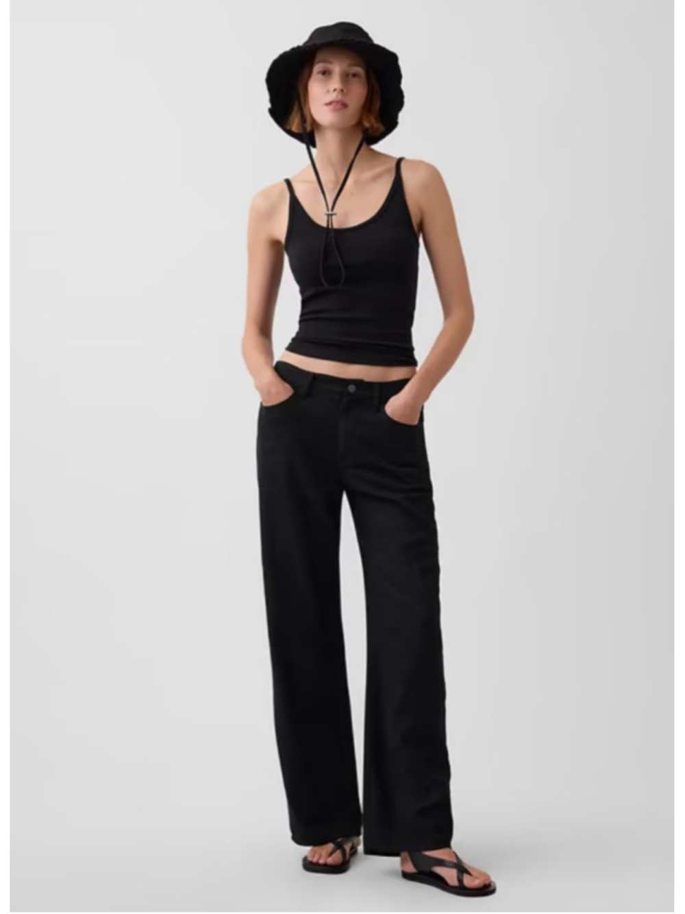 GAP High Rise Linen Cotton Blend Relaxed Wide Leg Pants 18 TALL Black NWT RT$100